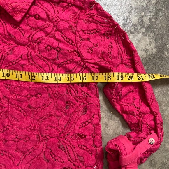 Maeve by Anthropologie Shirt Womens Size 6 Pink Rose Lace Button Down‎ - Picture 3 of 11